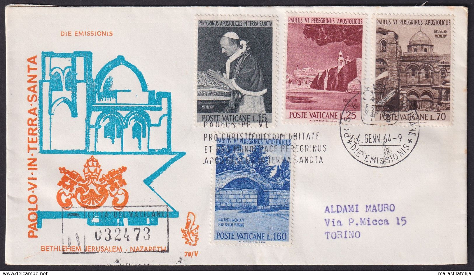 Vatican 1964, Journey To The Holy Land, FDC - Otros & Sin Clasificación