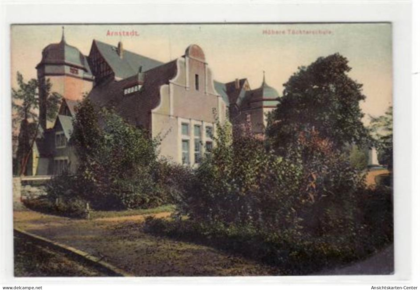 39016108 - Arnstadt Mit Hoeherer Toechterschule Gelaufen 1909. Untere Ecke Loest Sich, Sonst Gut Erhalten. - Arnstadt