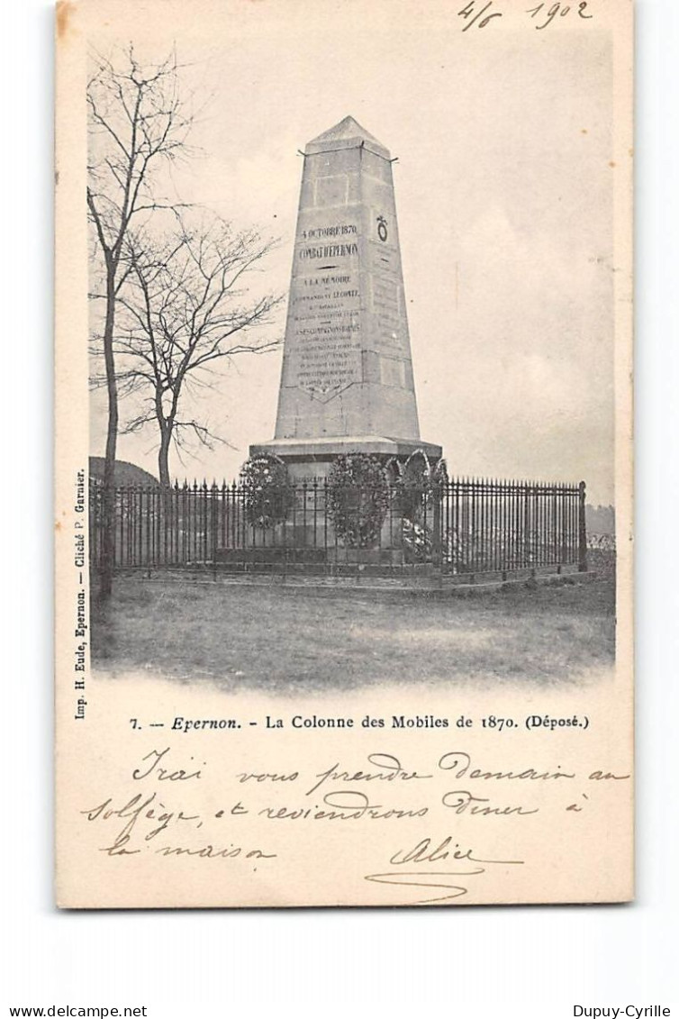 EPERNON - La Colonne Des Mobiles De 1870 - Très Bon état - Epernon