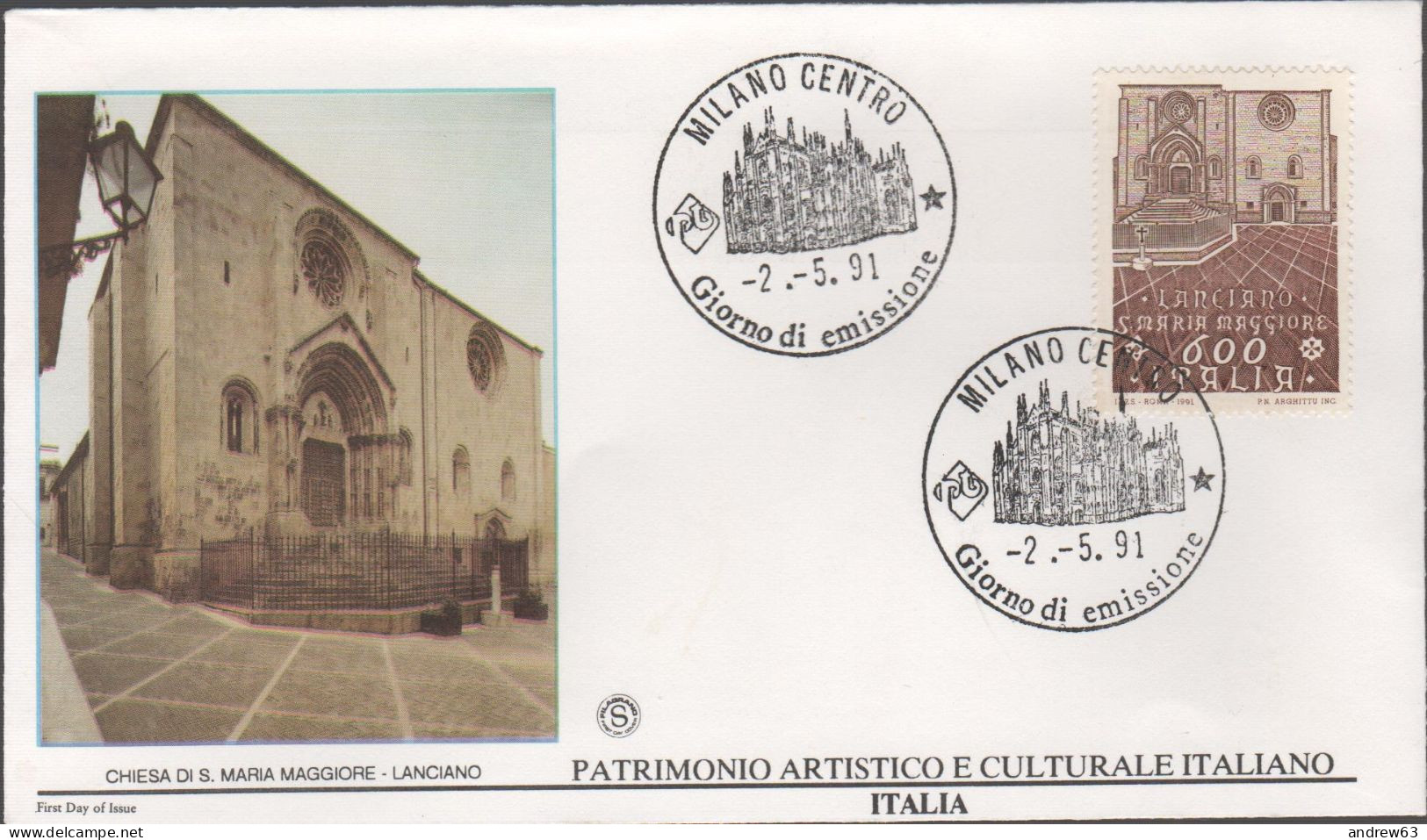 ITALIA - ITALIE - ITALY - 1991 - Chiesa Di Santa Maria Maggiore, A Lanciano - FDC Filagrano Gold - FDC