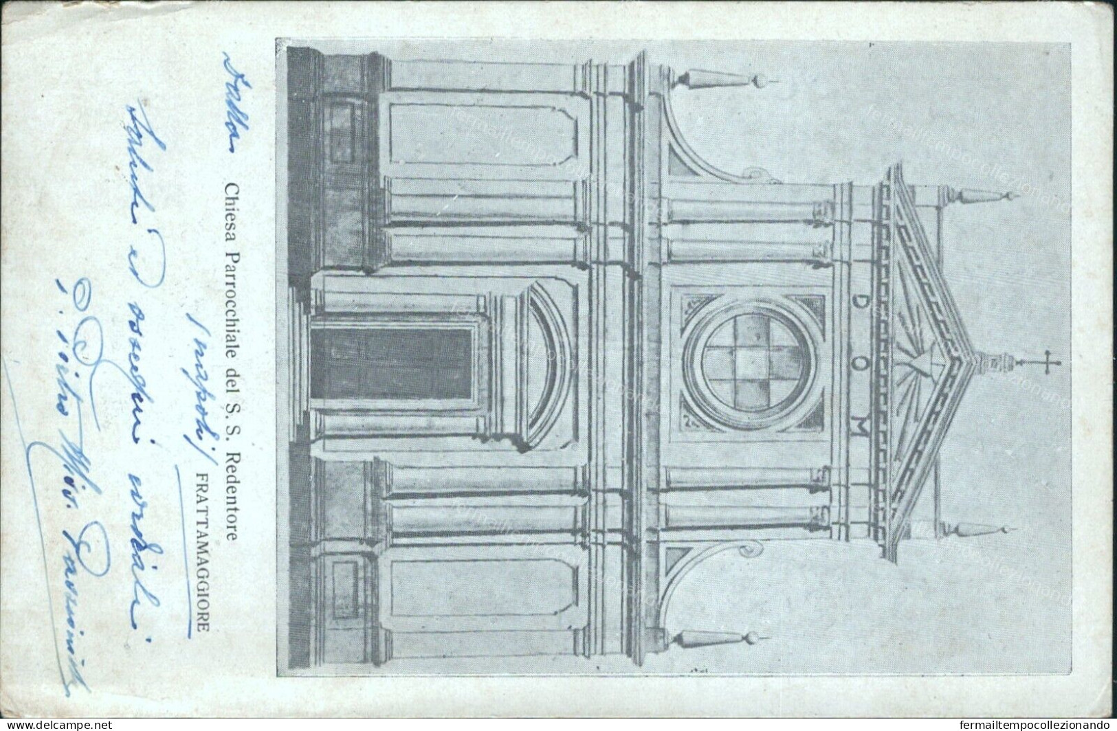 Cs377 Cartolina Frattamaggiore Chiesa Parrocchiale Del S.s.redentore Napoli 1927 - Napoli (Napels)