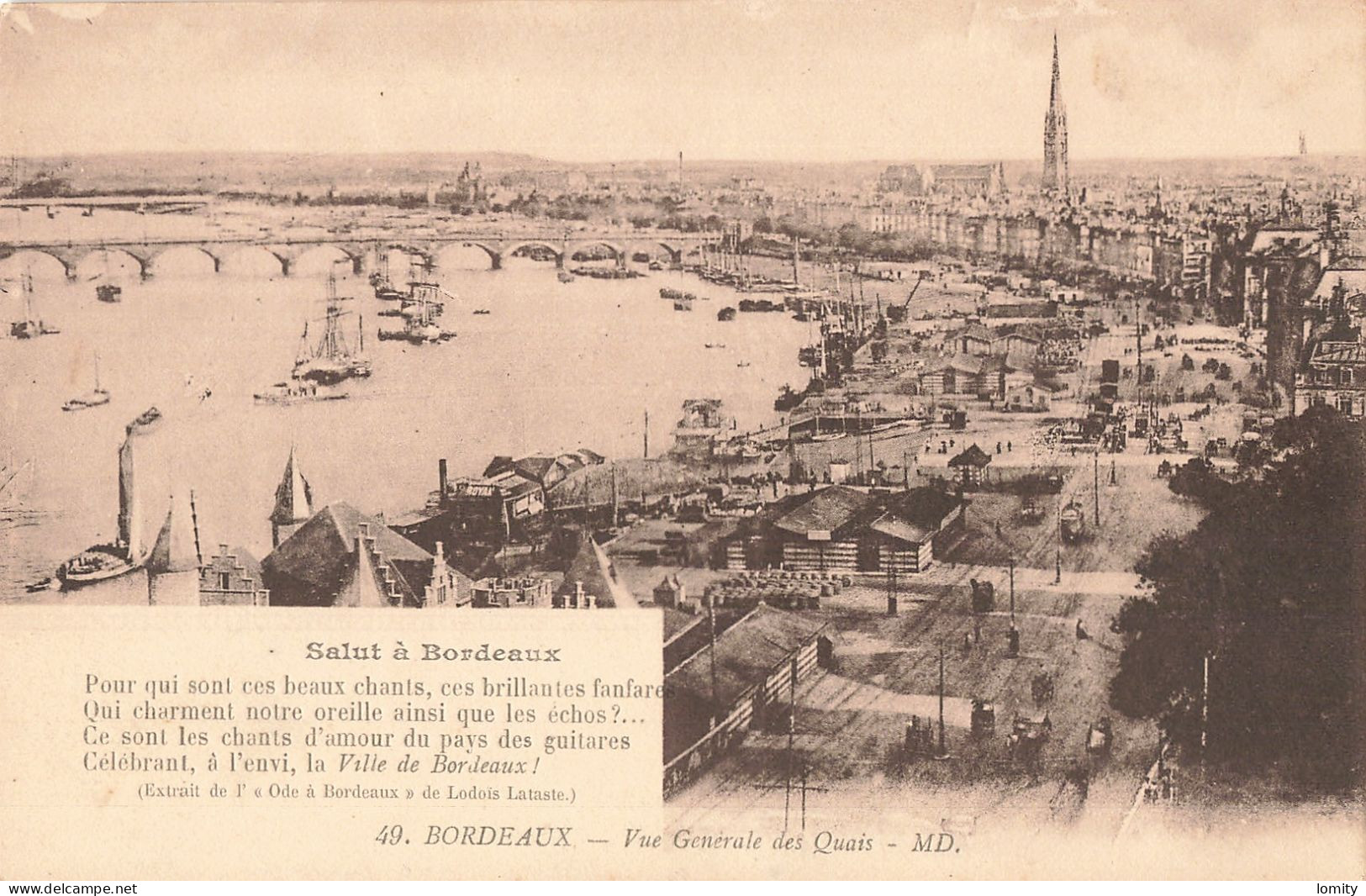 33 Bordeaux Vue Générale Des Quais CPA Salut à Bordeaux Extrait De L' Ode à Bordeaux De Lodois Lataste - Bordeaux