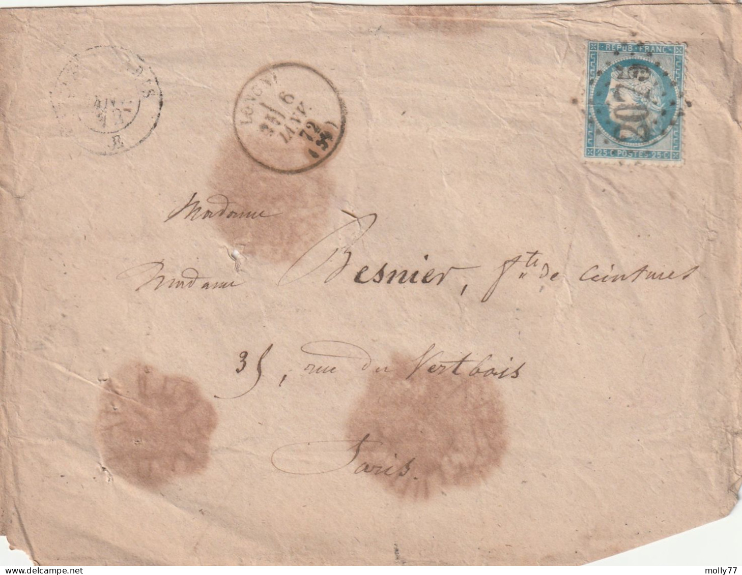 Lettre De Longwy à Paris LSC - 1849-1876: Periodo Clásico