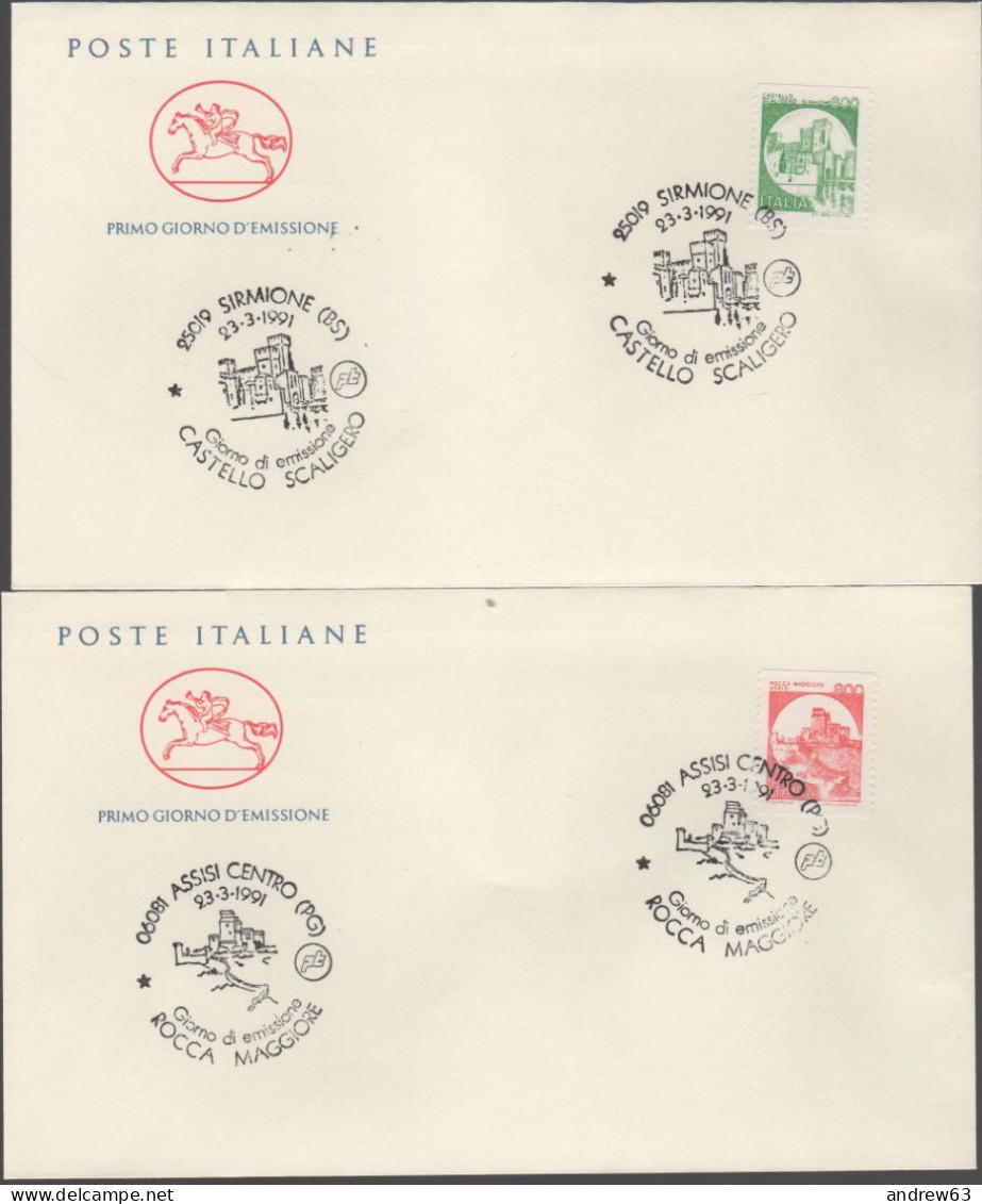 ITALIA - ITALIE - ITALY - 1991 - Castelli D'Italia, Valori Complementari - 2x FDC Cavallino - FDC