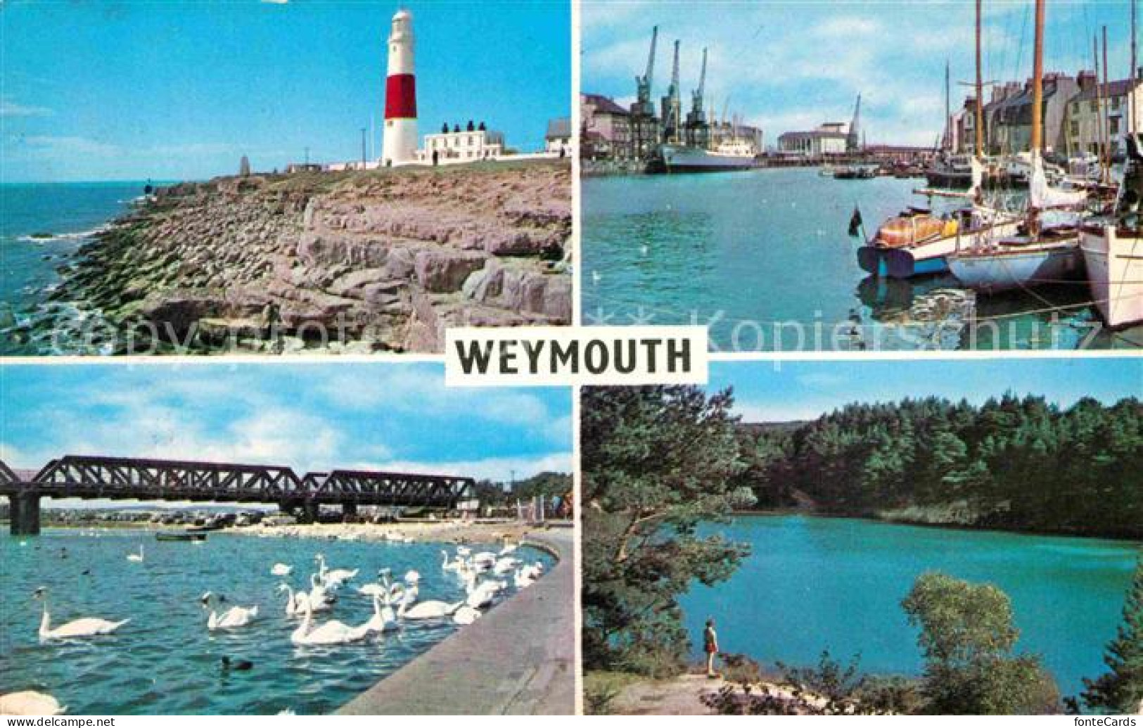 72766389 Weymouth Dorset Leuchtturm Hafen Segelschiffe Bruecke Uferpromenade Sch - Autres & Non Classés