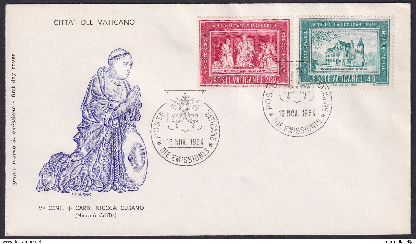 Vatican 1964, Nicola Cusano, FDC (I) - Sonstige & Ohne Zuordnung