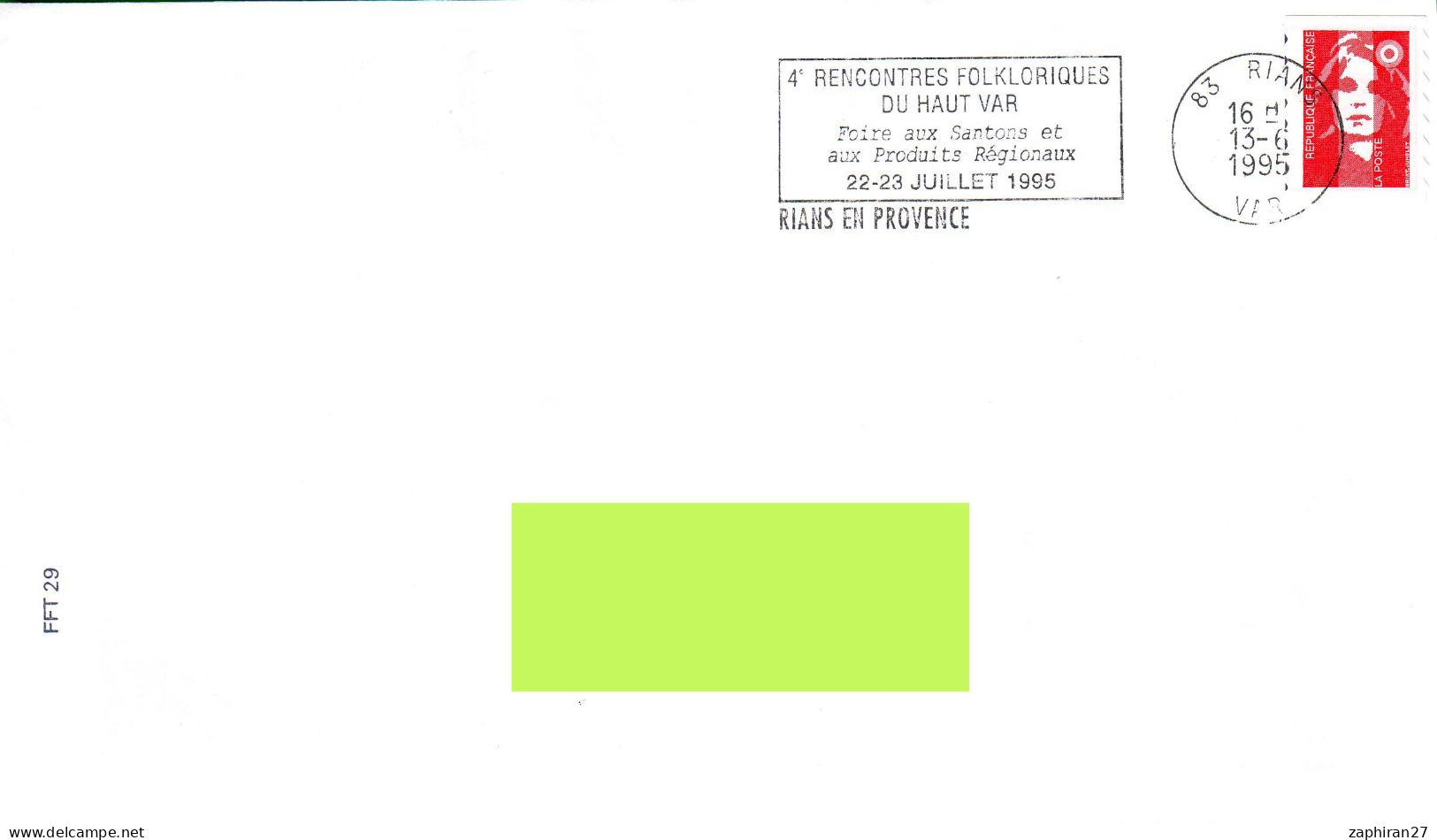 83 - FLAMME RIAN EN PROVENCE (VAR) 4e RENCONTRES FOLKLORIQUES DU HAUT VA FOIRE AUX SANTONS Juillet 1995 #979# - Andere & Zonder Classificatie