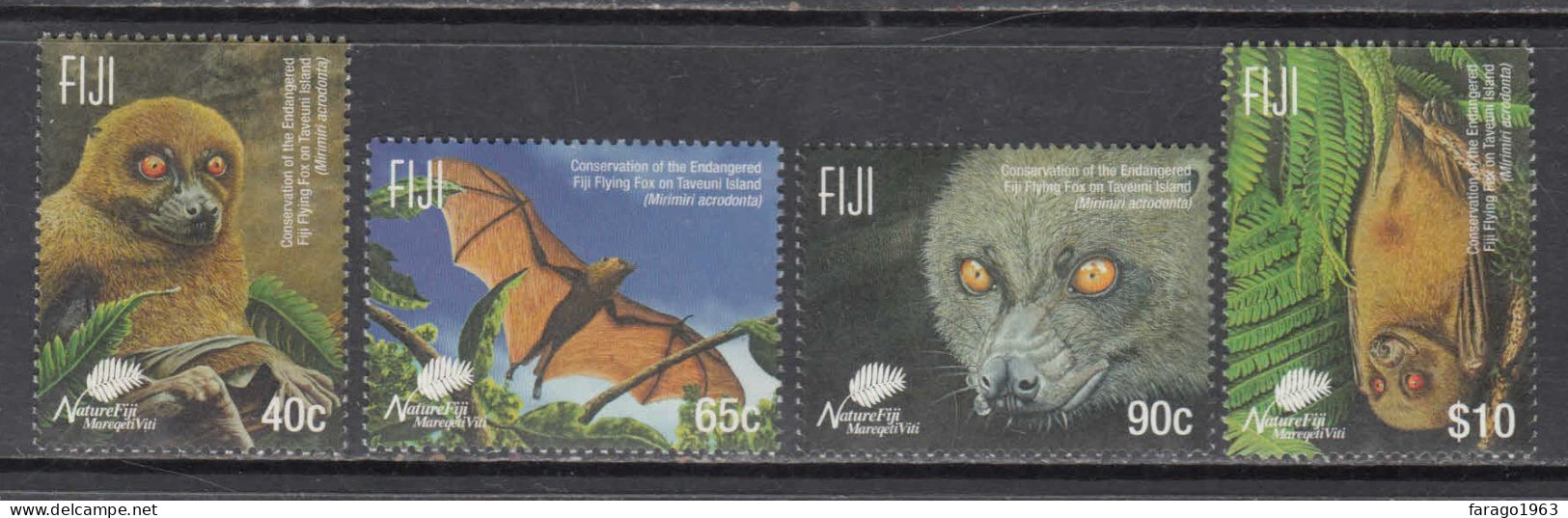 2015 Fiji Flying Foxes Nature Wildlife Complete Set Of 4 MNH - Fiji (1970-...)