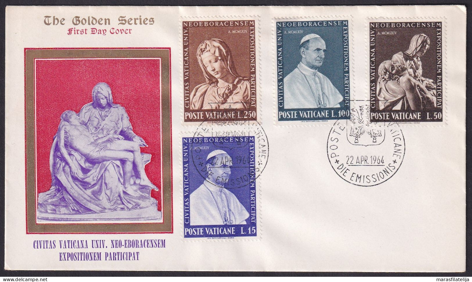 Vatican 1964, World Exhibition New York, Michelangelo's Pieta, FDC - Otros & Sin Clasificación