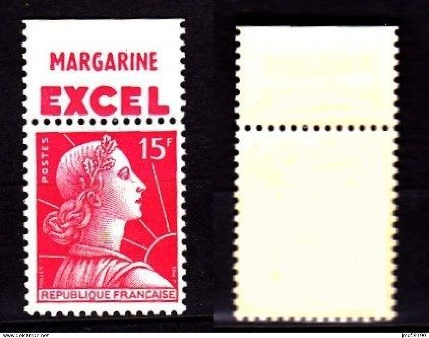 Timbre Neuf ** 1011 Marianne De Muller 15fr Rouge Carminé, Avec Bande Publicitaire EXCEL - Unused Stamps