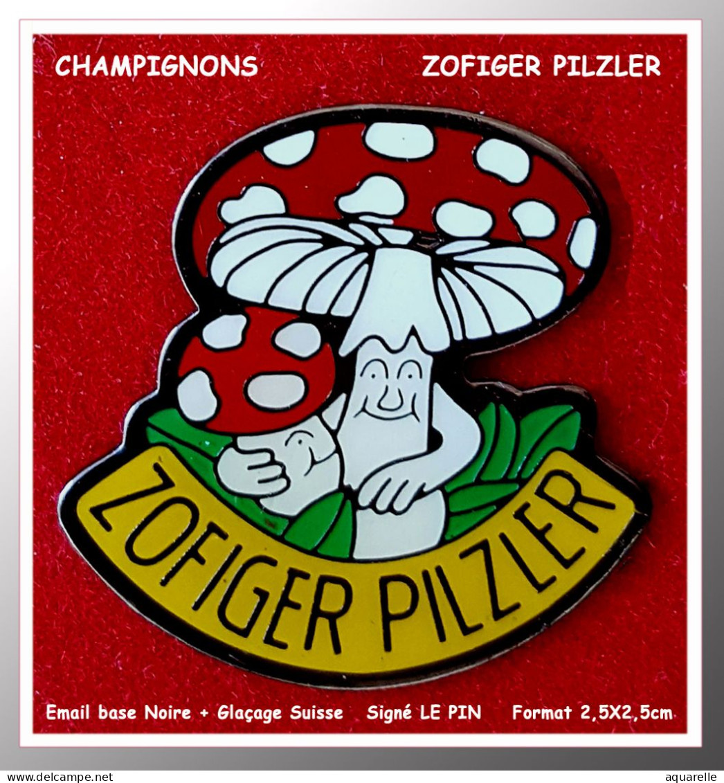 SUPER PIN'S CHAMPIGNON "ZOFIGER PILZZLER" émail Base Noire, Origine Suisse, Format2,5X2,5cm - Alimentación