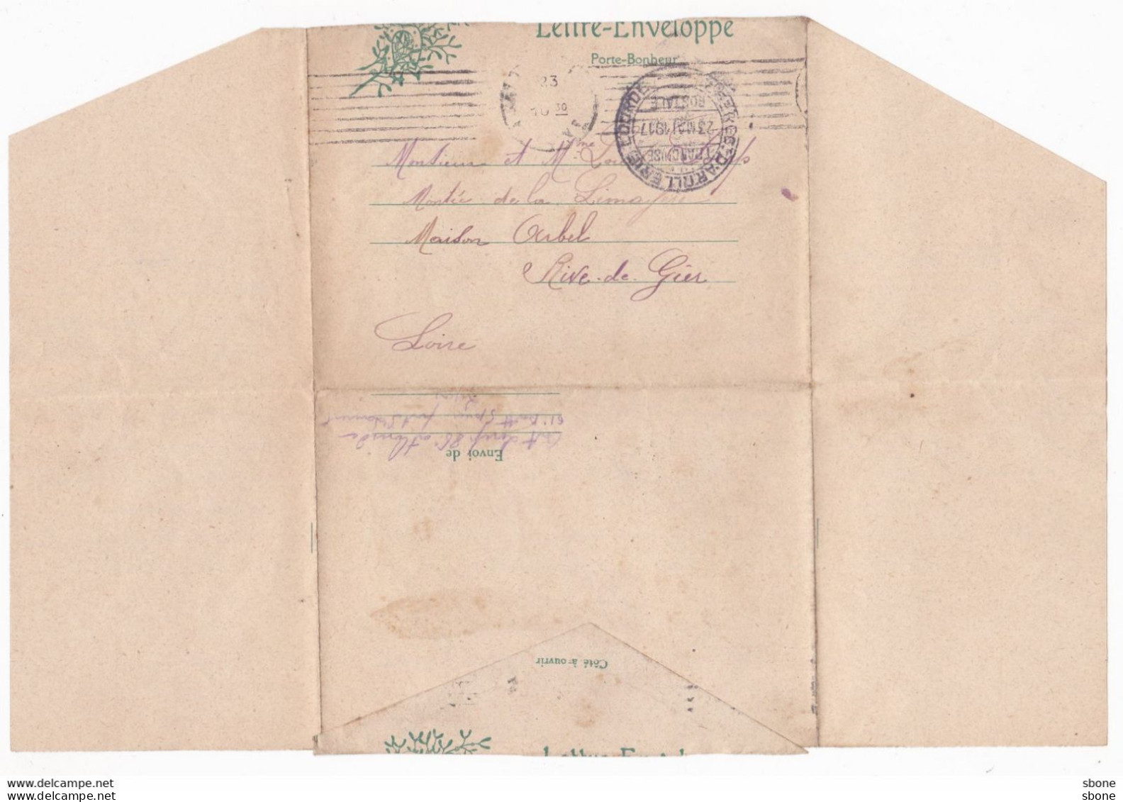 Lettre Enveloppe En Franchise Militaire - Fer à Cheval - Porte Bonheur - Storia Postale