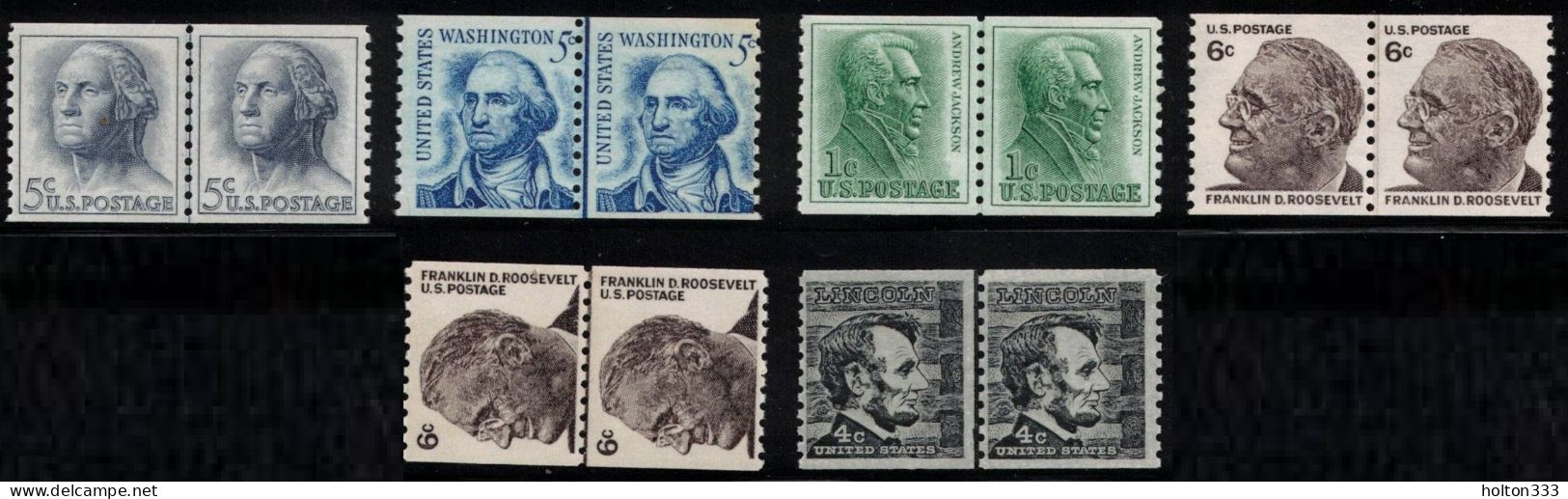 UNITED STATES Scott # Various MNH - 6 Line Pairs - Coil Stamps - Ongebruikt