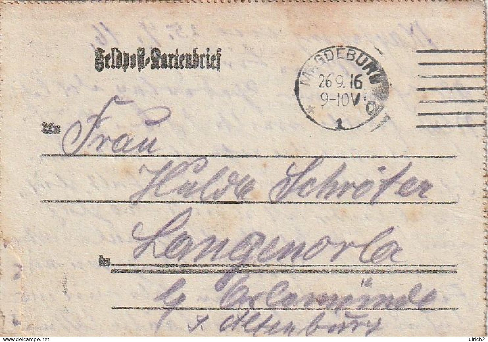 Feldpost-Kartenbrief Mit Inhalt - Magdeburg 1916 (69398) - Storia Postale