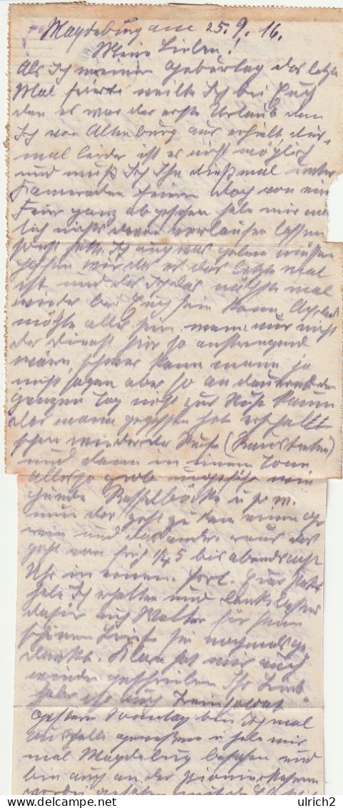 Feldpost-Kartenbrief Mit Inhalt - Magdeburg 1916 (69398) - Lettres & Documents