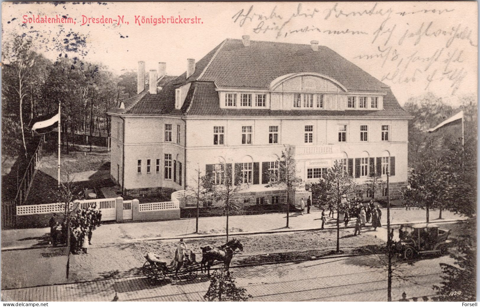 Soldatenheim , Dresden-N , Königsbrückerstrasse (Gelaufen 1915) - Dresden