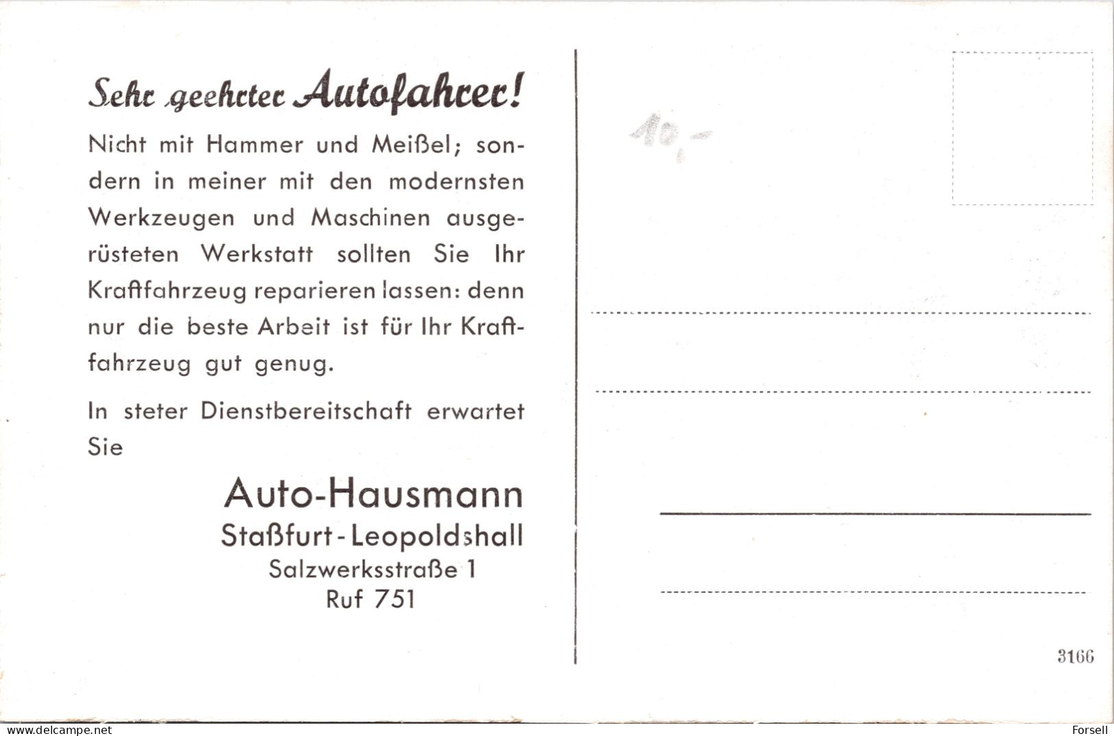 Auto-Hausmann , Staßfurt-Leopoldshall (Ungebraucht) - Stassfurt