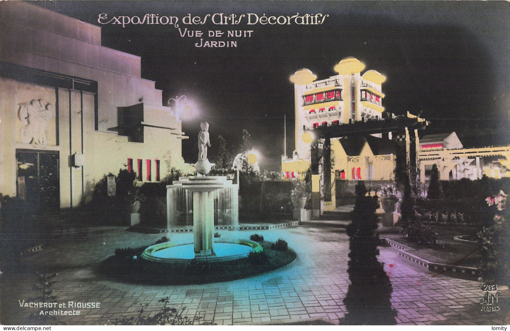 75 Paris Exposition Internationale Des Arts Decoratifs  Vue De Nuit Jardin - Mostre