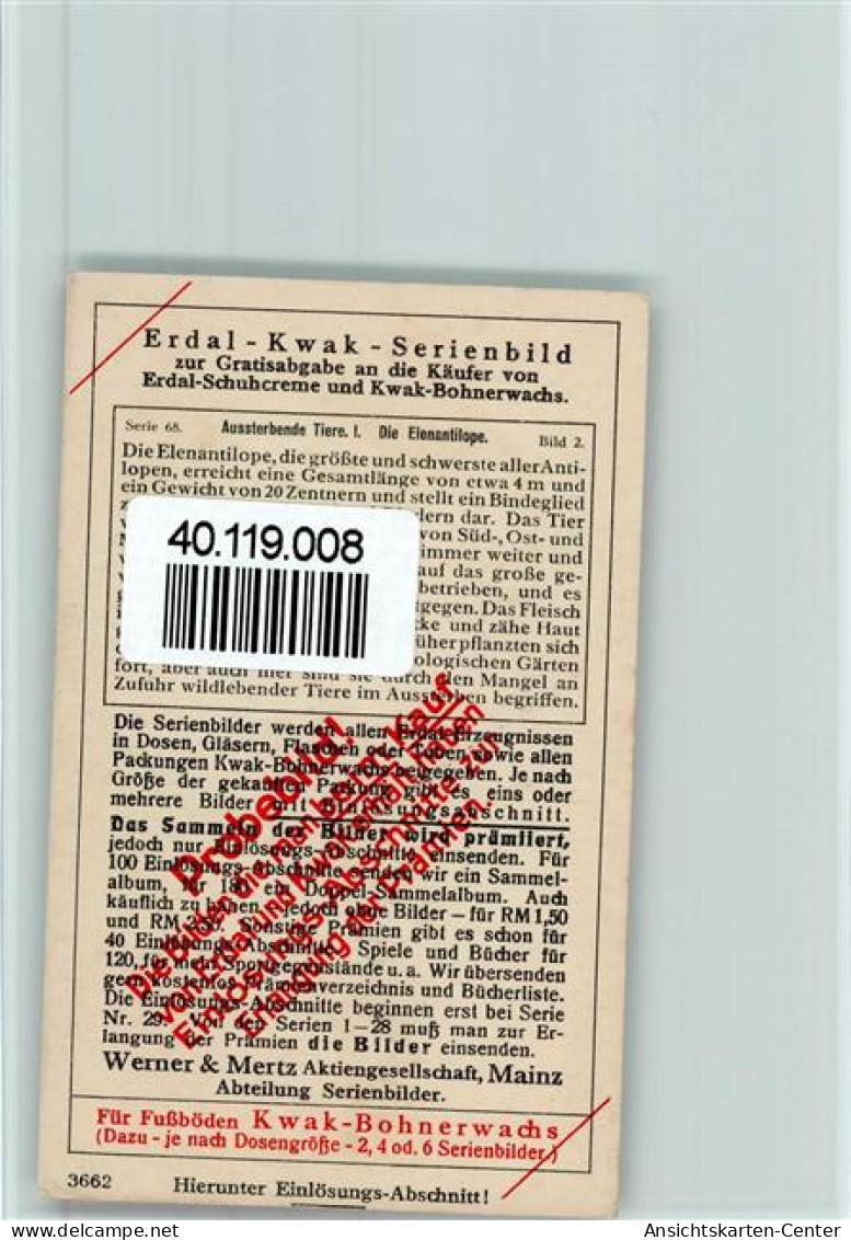 40119008 - Tiere  Erdal-Kwak Sammelbild - Other & Unclassified