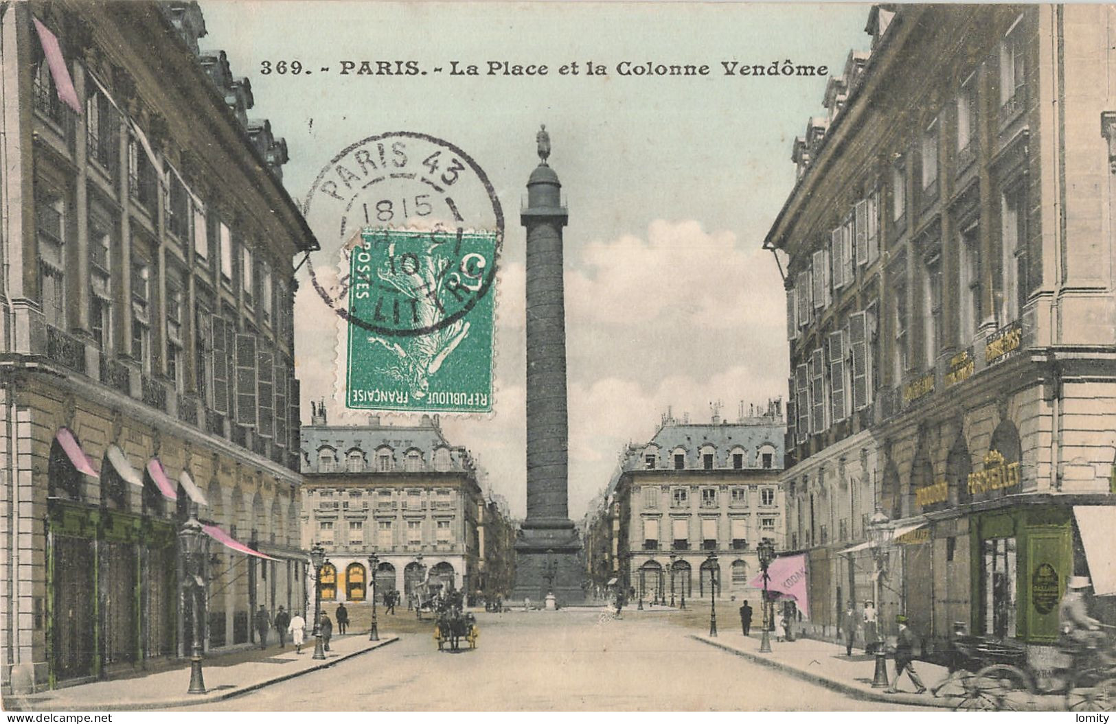 75 Paris 1er Place Vendome Et La Colonne CPA Cachet 1910 - Arrondissement: 01