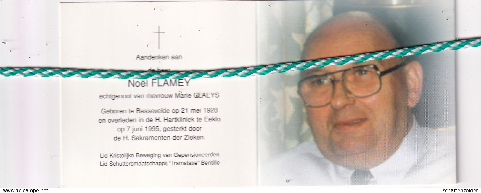 Noël Flamey-Claeys, Bassevelde 1928, Eeklo 1995. Foto - Obituary Notices