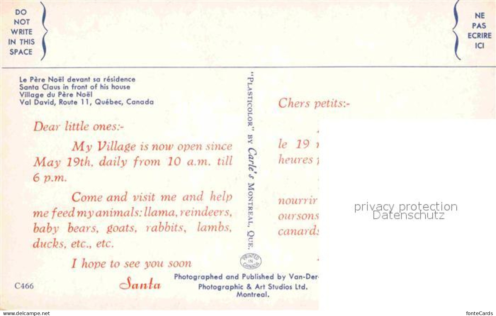 72748942 Quebec Santa Claus Village Pere Noel  Quebec - Non Classés