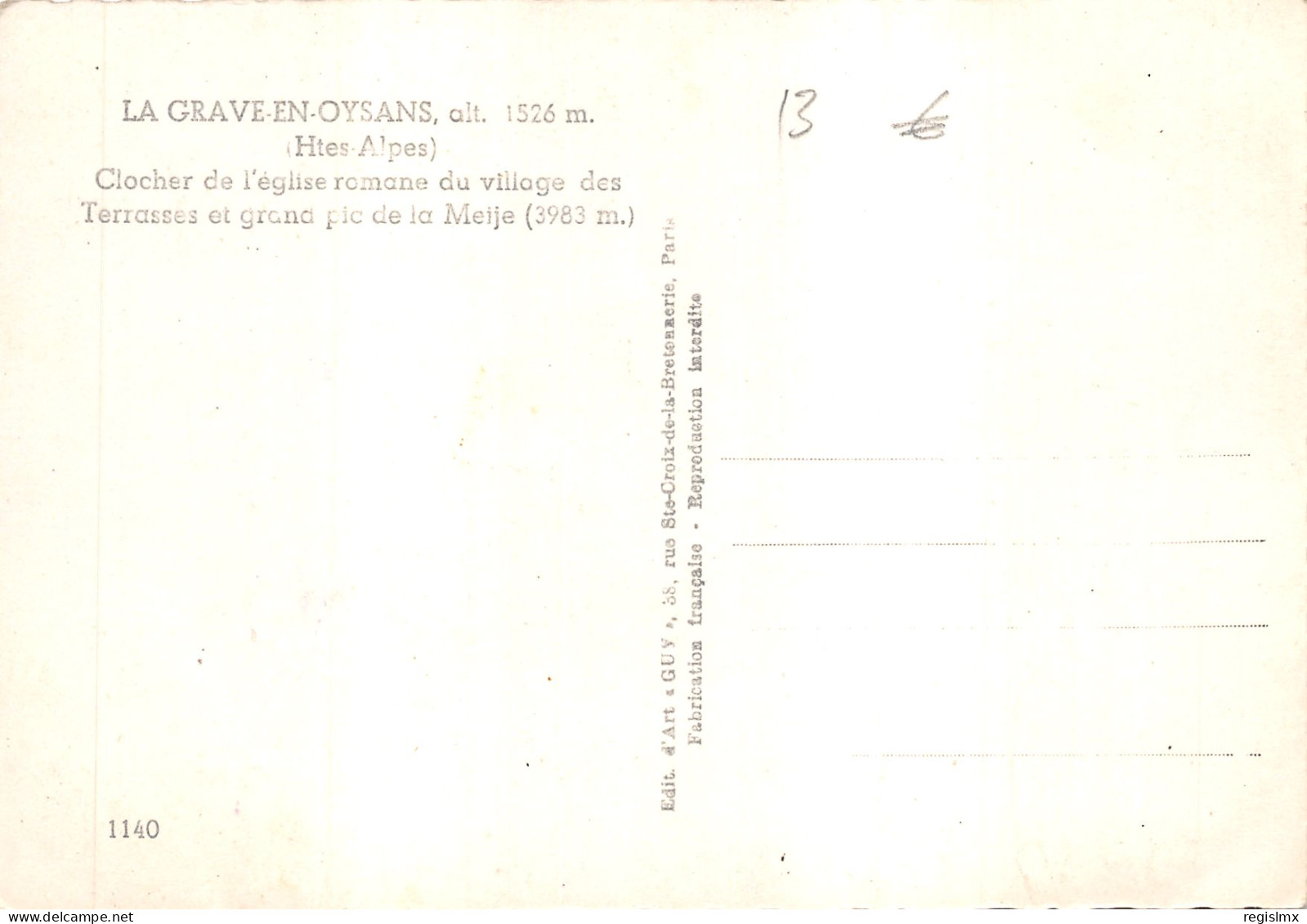 05-LA GRAVE EN OYSANS-N°T549-B/0353 - Other & Unclassified