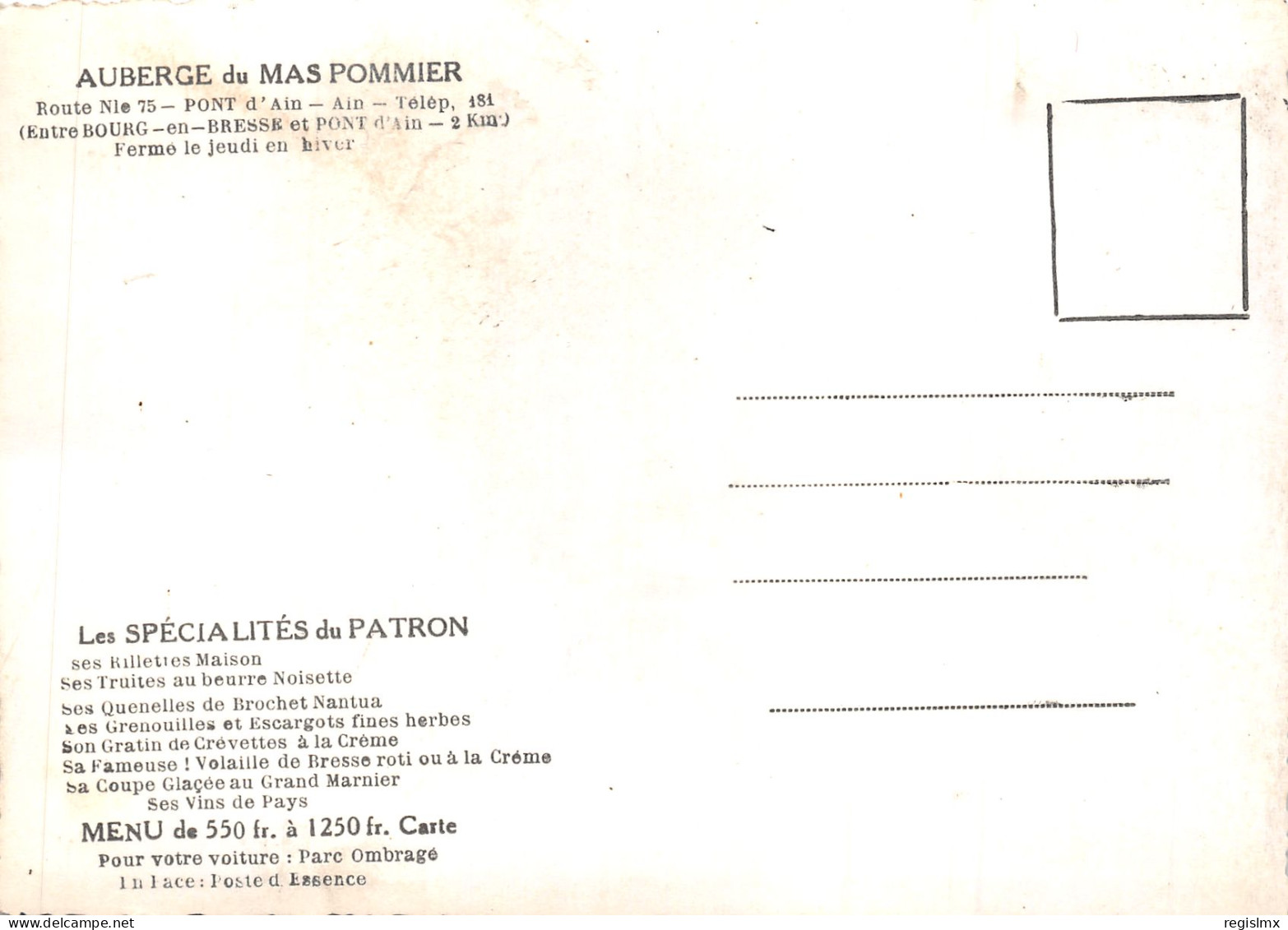 01-PONT D AIN-AUBERGE DU MAS POMMIER-N°T549-A/0029 - Unclassified