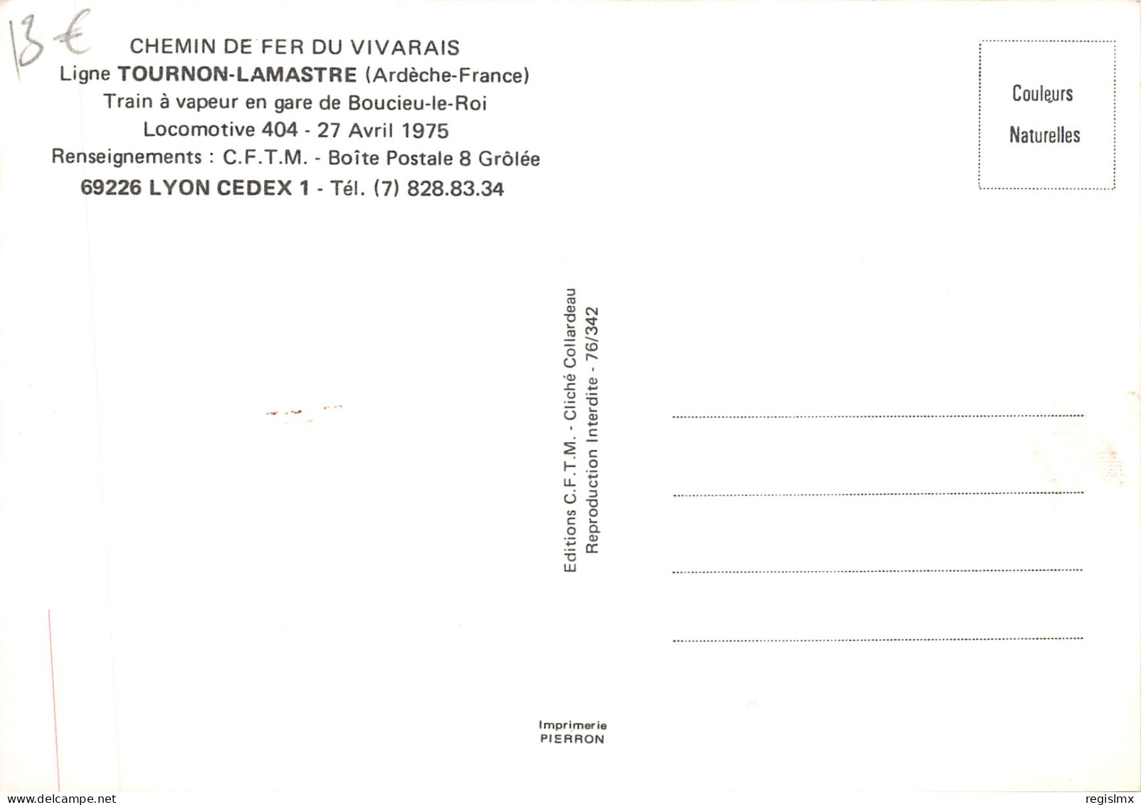 07-TOURNON-CHEMIN DE FER DU VIVARAIS-TRAIN-N°T550-A/0099 - Tournon