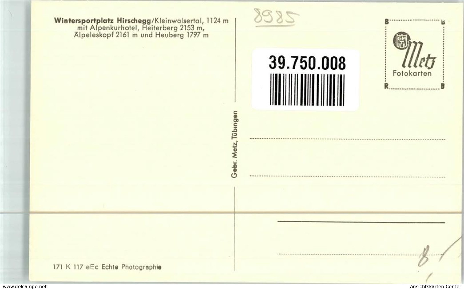 39750008 - Hirschegg , Kleinwalsertal - Andere & Zonder Classificatie