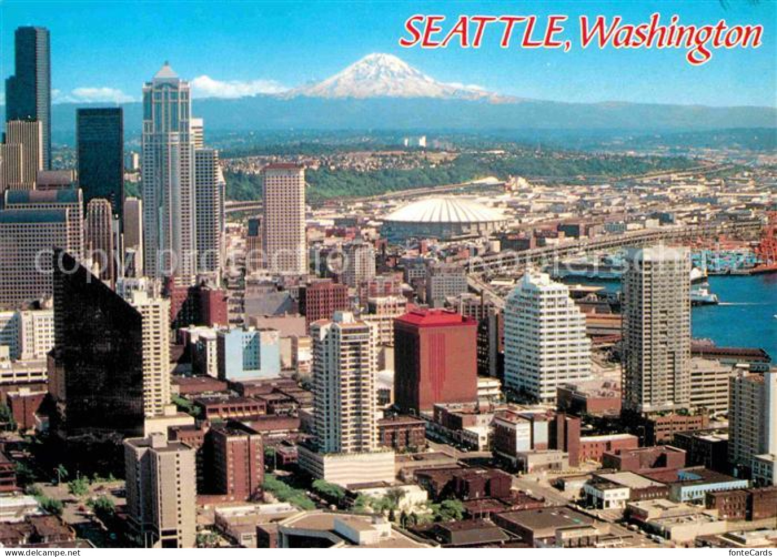 72740715 Seattle Aerial View With Elliot Bay And Mt Rainier - Sonstige & Ohne Zuordnung