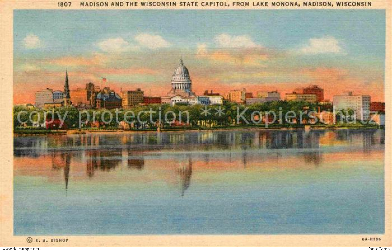 72735202 Madison_Wisconsin And The Wisconsin State Capitol Lake Monona Kuenstler - Autres & Non Classés