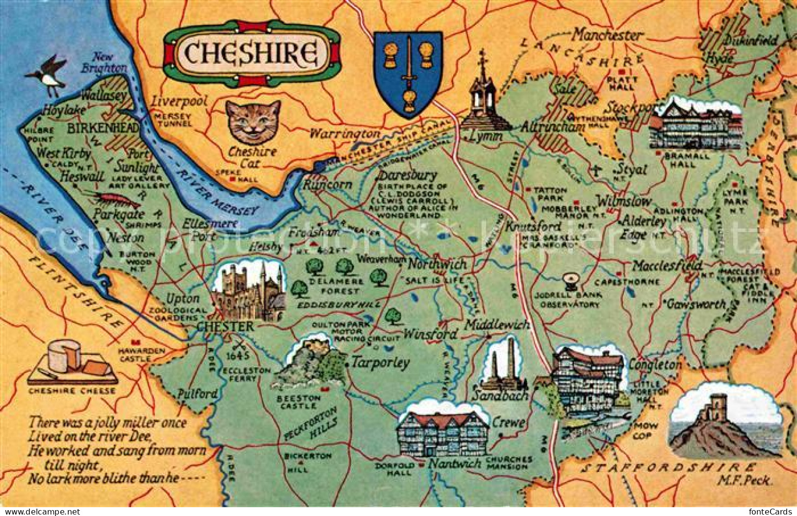 72735183 Cheshire Map Landkarte  - Sonstige & Ohne Zuordnung