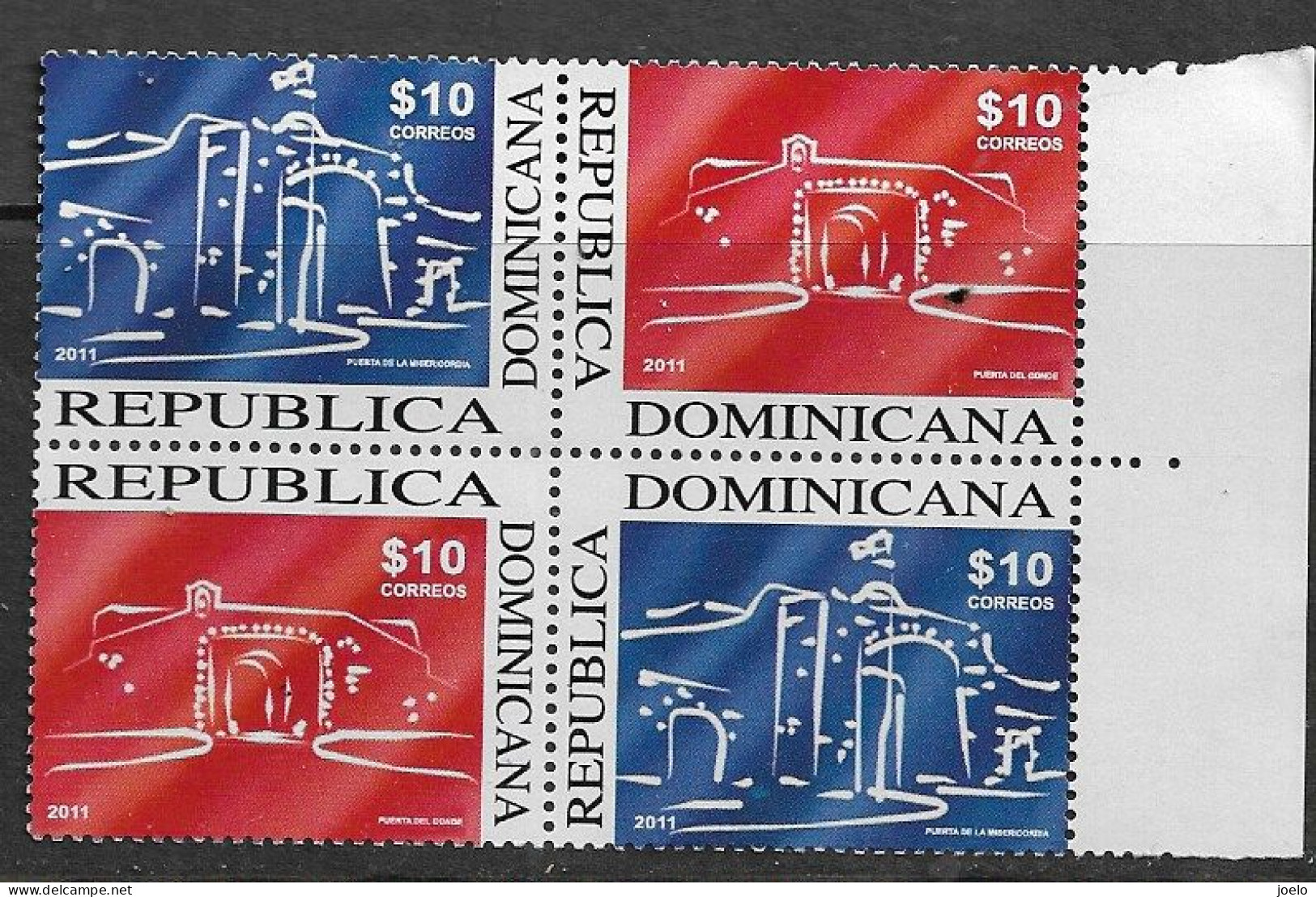 DOMINICAN REPUBLIC 2011 SANTO DOMINGO GATES & NATIONAL FLAG  BLOCK MNH - Repubblica Domenicana