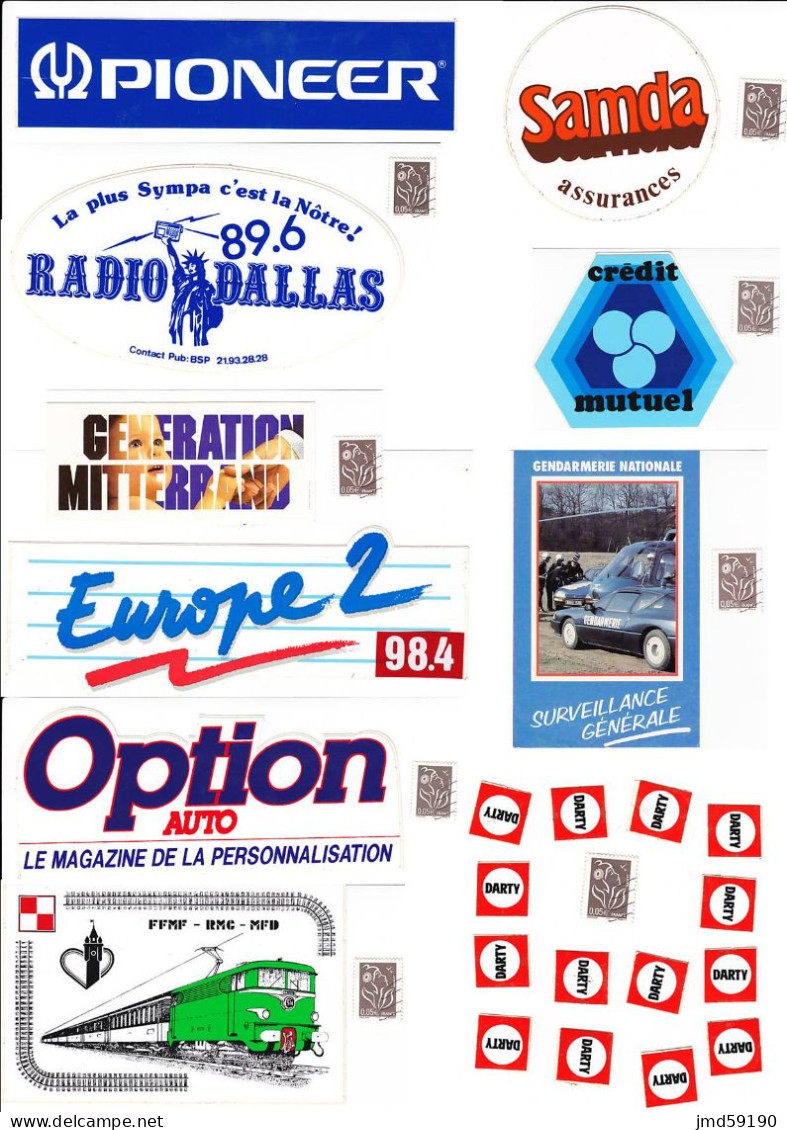 Lot De 45 Autocollants PIONEER-DARTY-EUROPE 2-GENDARMERIE-CREDIT MUTUEL-PIONEER-SEALINK - Stickers