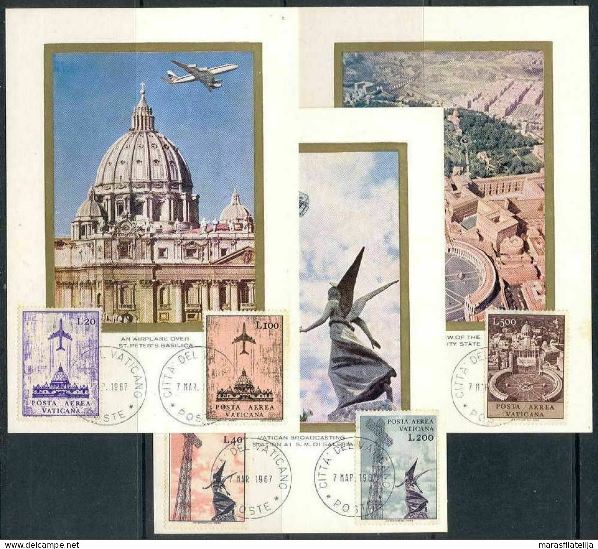 Vatican 1967, Airmail Stamps, Aircraft Over Vatican, Beautiful Maxi Cards - Sonstige & Ohne Zuordnung
