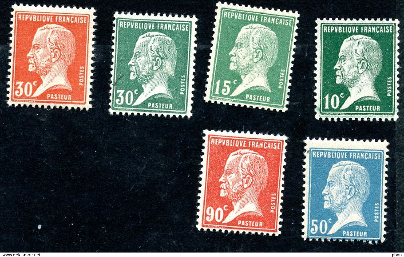 Lot Z834 Type Pasteur, 6 Timbres - 1922-26 Pasteur