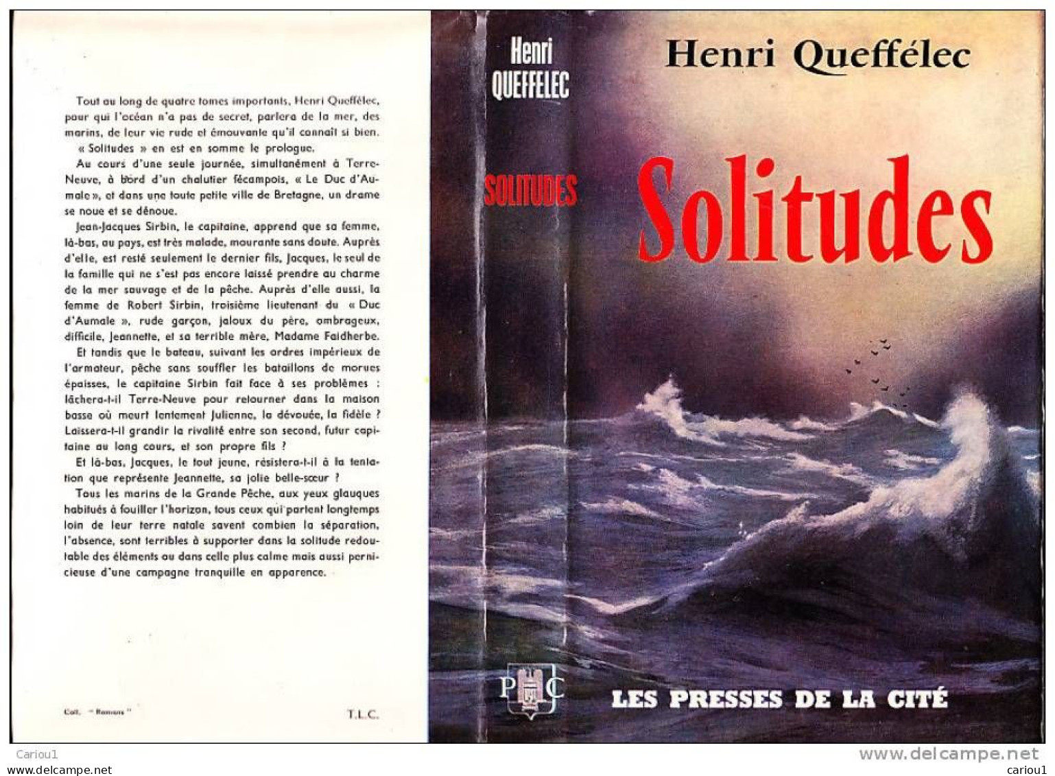 C1 MER Queffelec SOLITUDES Jaquette PECHE TERRE NEUVE Port Inclus France - Sonstige & Ohne Zuordnung