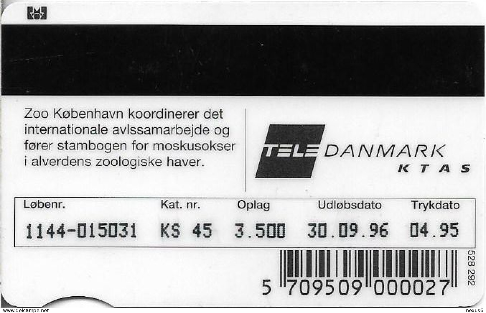 Denmark - KTAS - Zoo - Taurus Ox - TDKS045 - 04.1995, 50kr, 3.500ex, Used - Dänemark