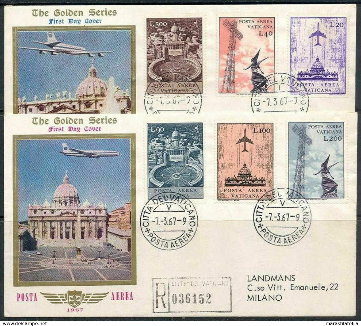Vatican 1967, Airmail Stamps, Aircraft Over Vatican, Beautiful Registered FDC - Otros & Sin Clasificación