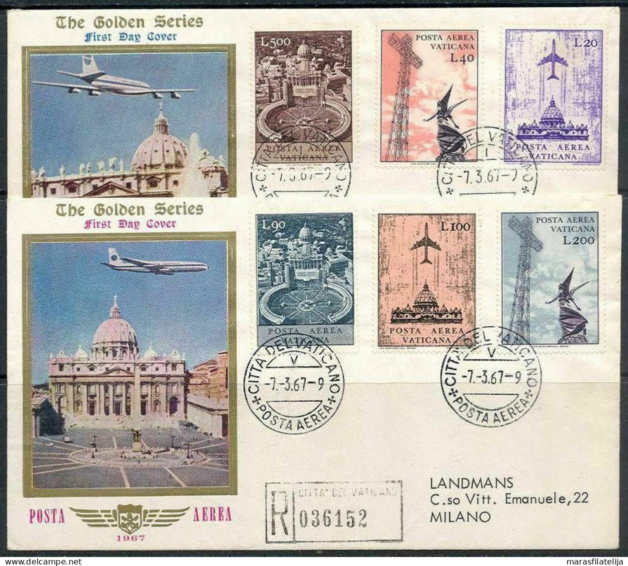 Vatican 1967, Airmail Stamps, Aircraft Over Vatican, Beautiful Registered FDC - Sonstige & Ohne Zuordnung