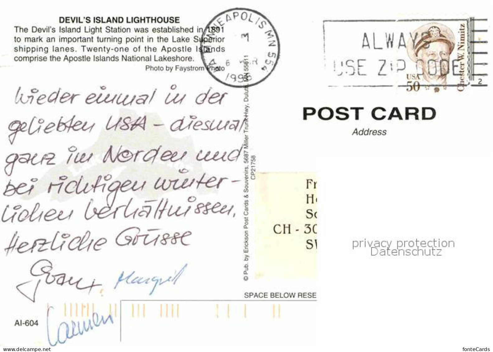 72708381 Minneapolis_Minnesota Devils Island Lighthouse Fliegeraufnahme - Autres & Non Classés
