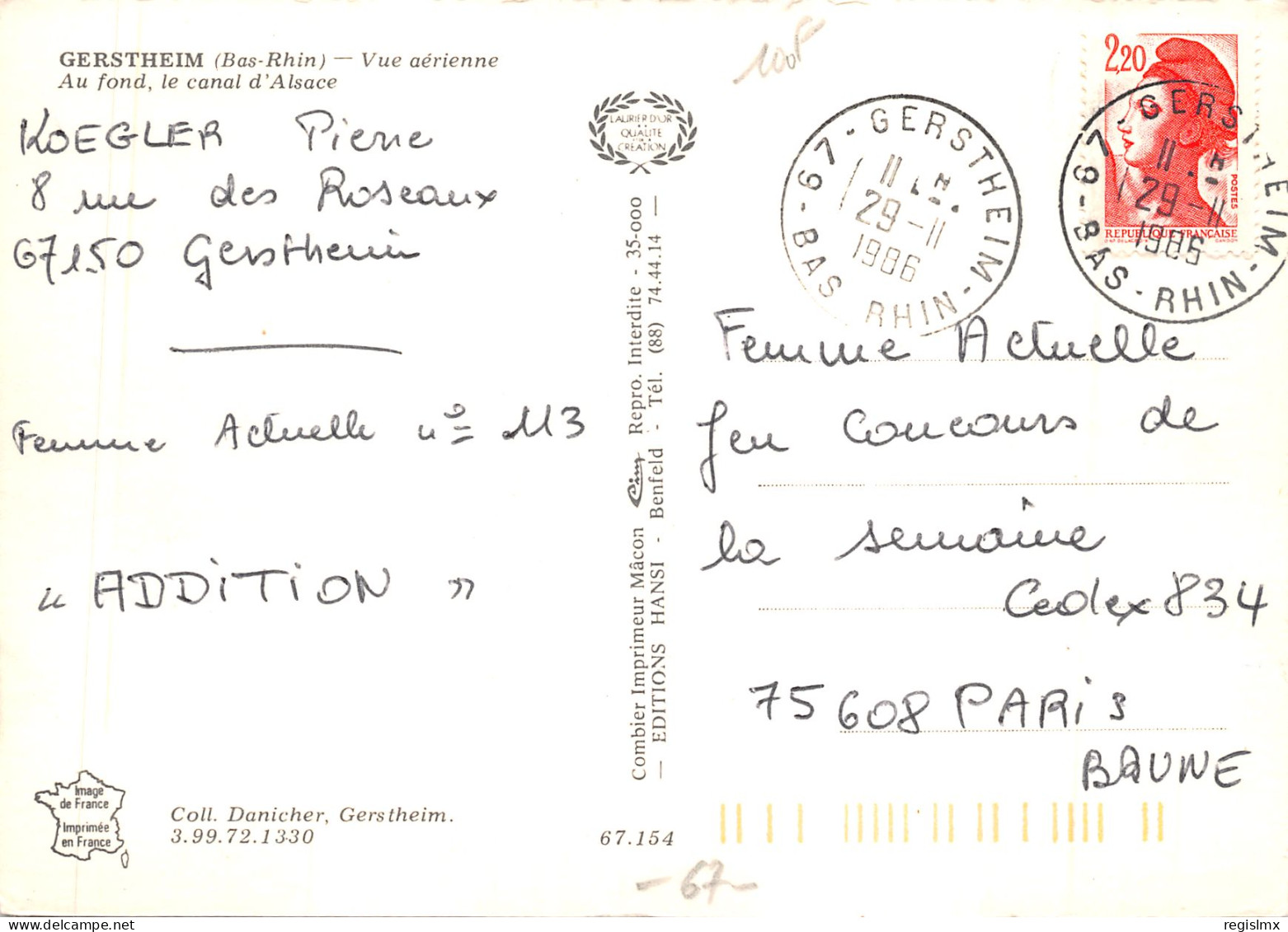 67-GERSTHEIM-N°T559-D/0325 - Autres & Non Classés