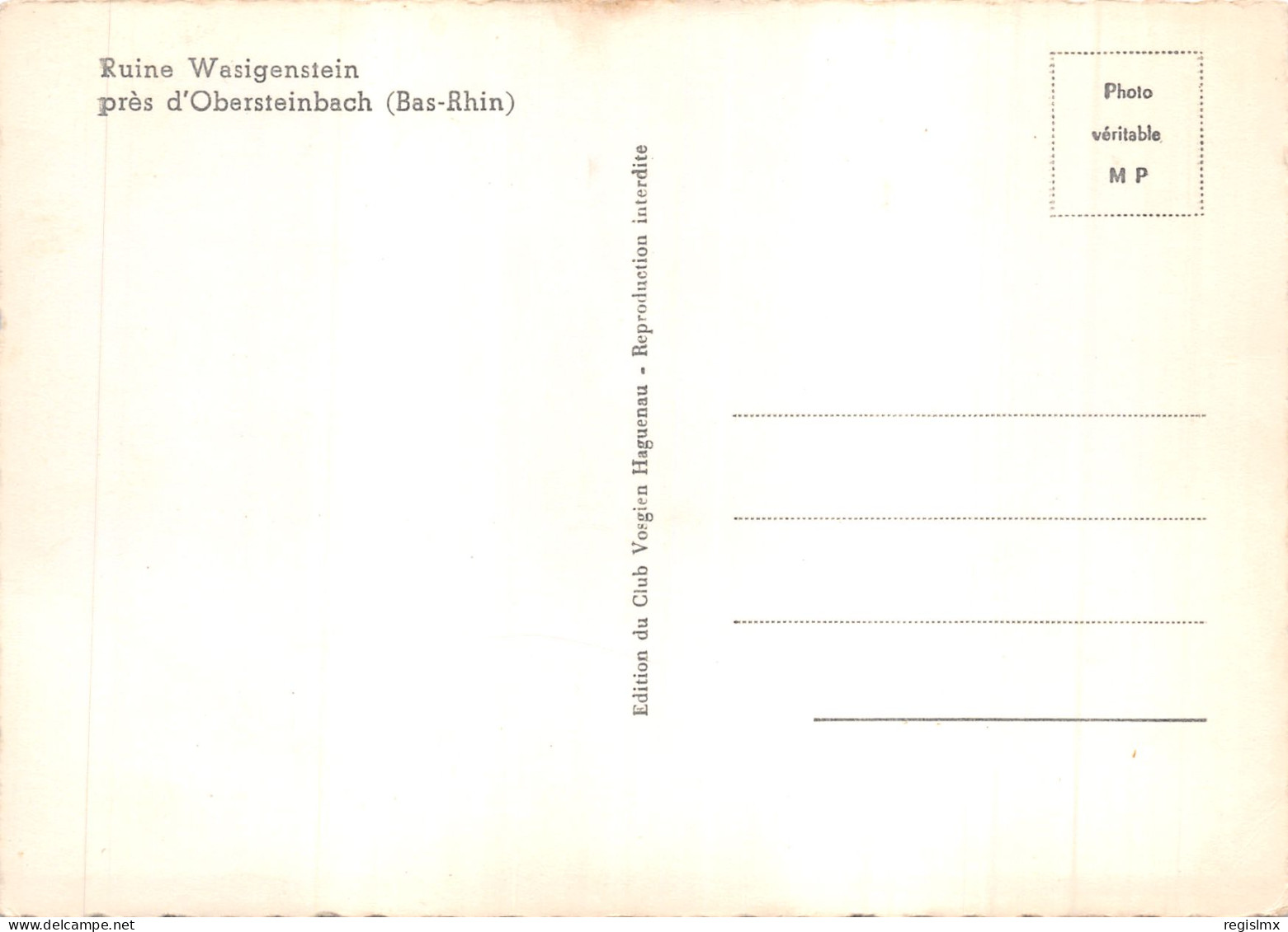 67-OBERSTEINBACH-RUINE WASIGENSTEIN-N°T559-D/0291 - Autres & Non Classés