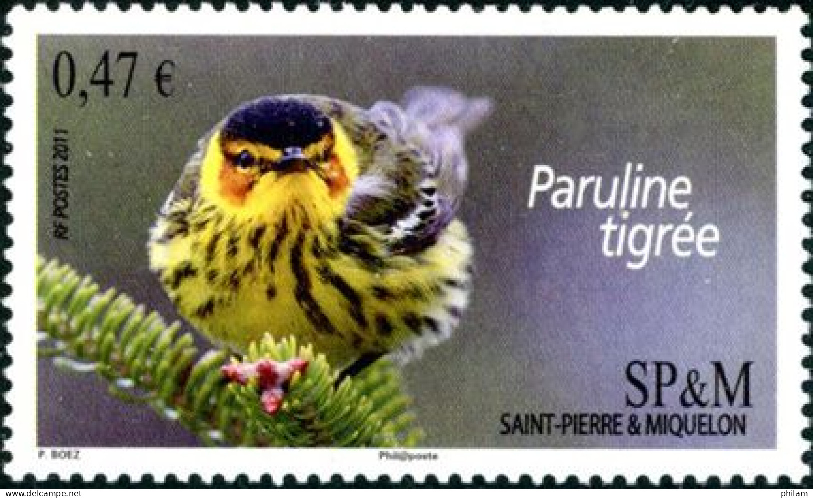 SAINT-PIERRE-ET-MIQUELON 2011 - Oiseau : La Paruline Tigrée - 1 V. - Unused Stamps
