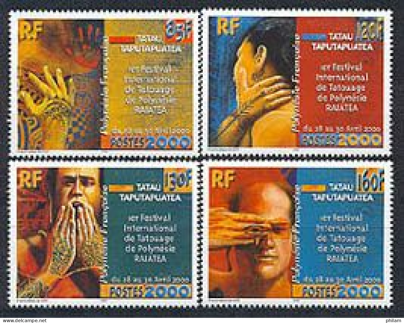 POLYNESIE 2000 - Festival Du Tatouage Polynésien - 4 V. - Unused Stamps