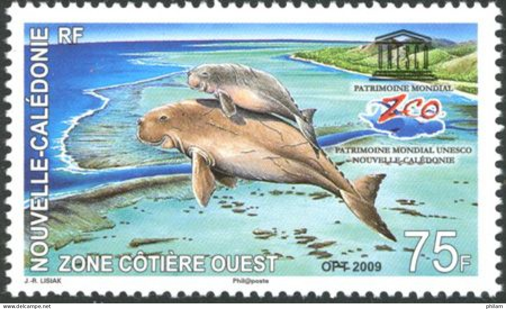 NOUVELLE CALEDONIE 2009 - UNESCO - Zone Côtière Ouest - Poissons - 1 V. - Ungebraucht