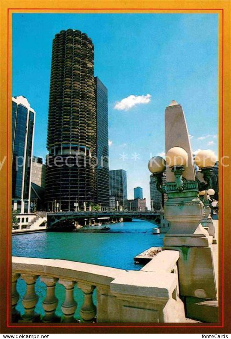 72708311 Chicago_Illinois Marina City Chicago River - Andere & Zonder Classificatie