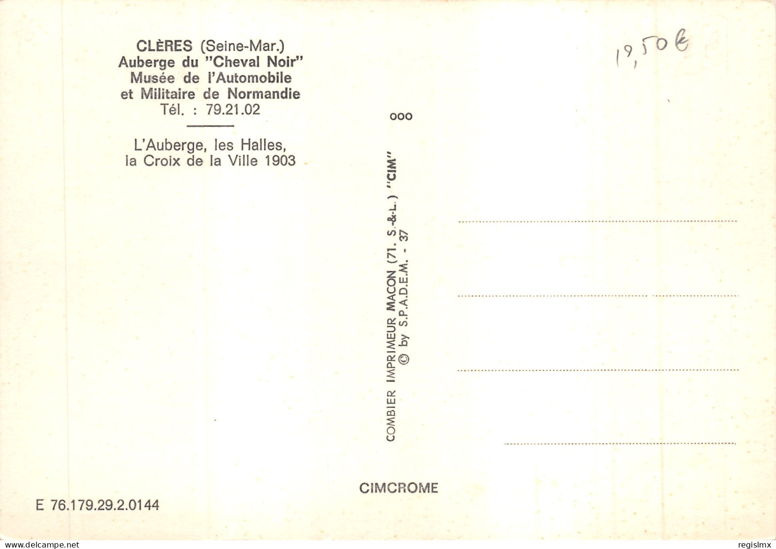 76-CLERES-AUBERGE DU CHEVAL NOIR-N°T561-D/0257 - Clères