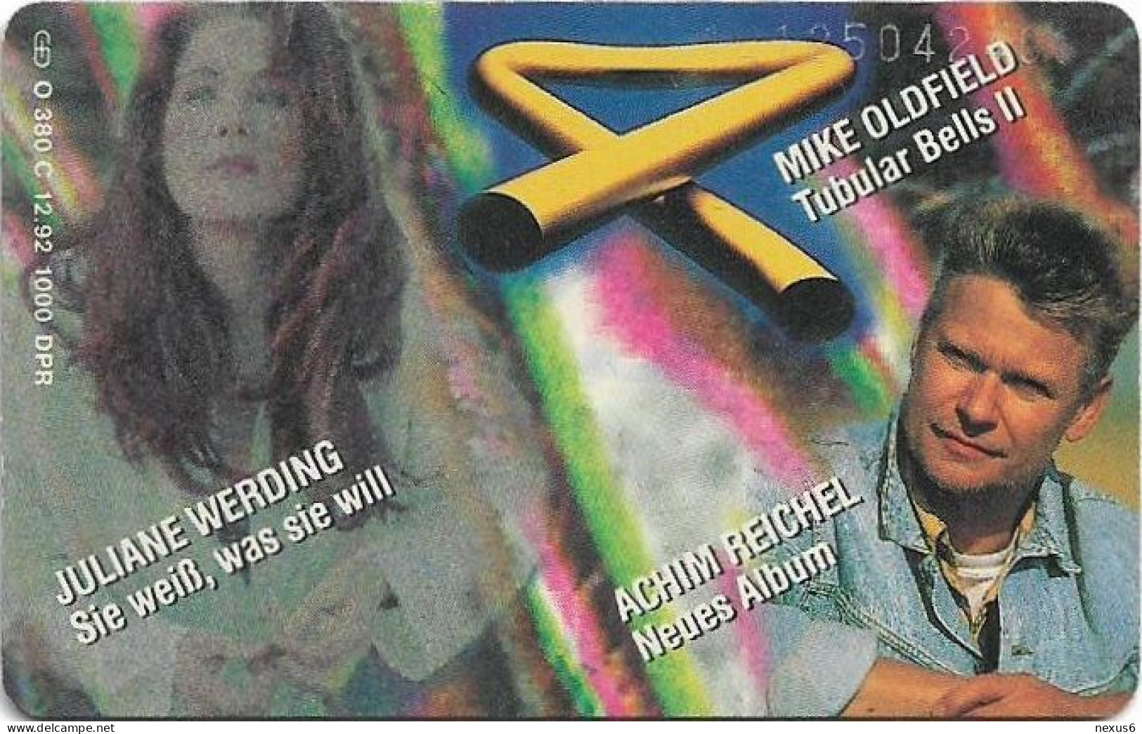 Germany - WEA Musik 13 - Juliane Werding, Mike Oldfield, Achim Reich - O 0380C - 12.1992, 6DM, 1.000ex, Used - O-Series : Séries Client
